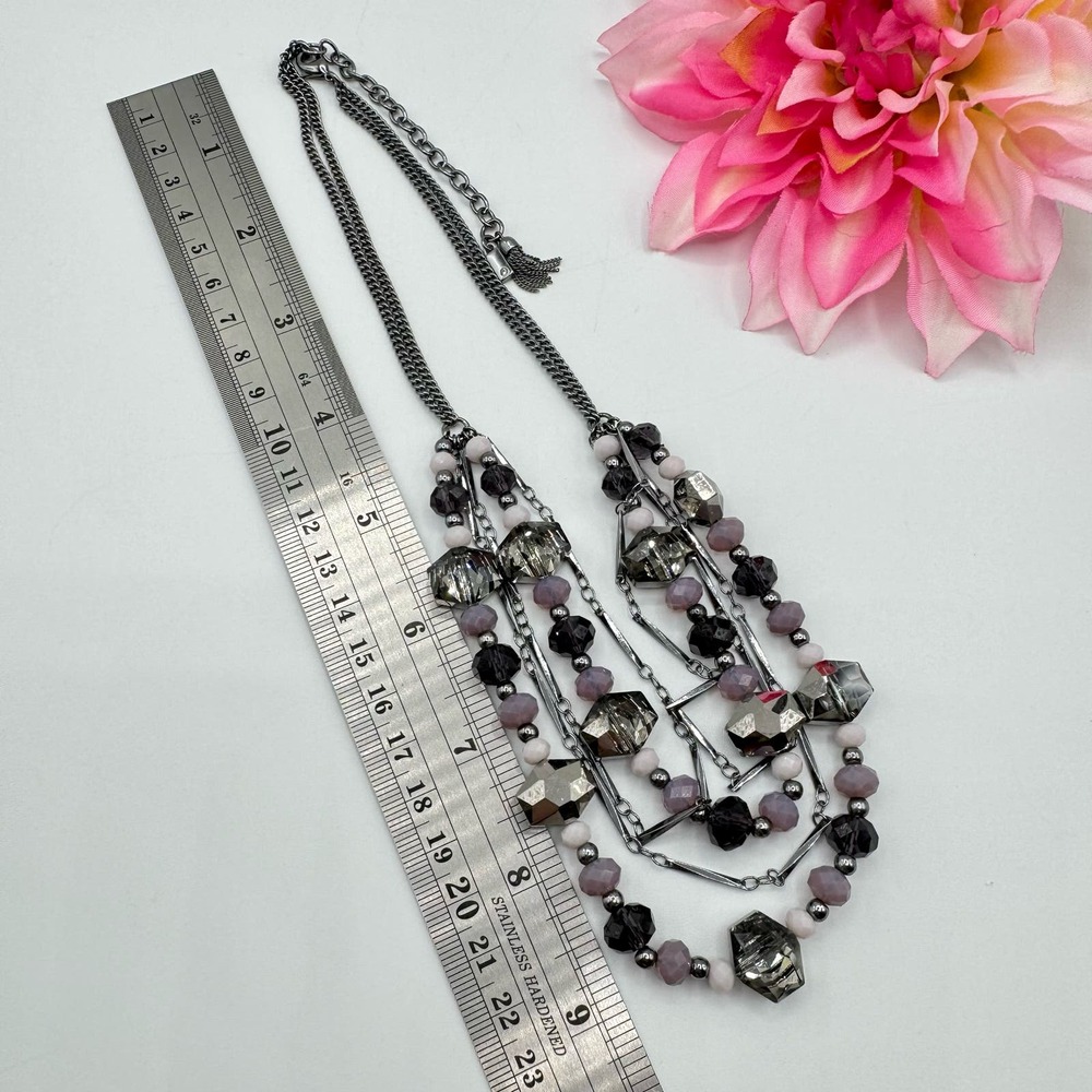 Simply Vera Vera Wang Smoky Purple Glass Crystal Beaded Multistrand Necklace - Picture 8 of 10